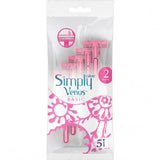 Gillette Simply Venus Basic 2 Blades Disposable Razor, 5-Pack