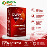 Durex Extra Sensitive Thin Wide Fit Condom 12-Pack