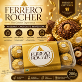 Ferrero Rocher Premium Hazelnut Milk Chocolates Gift Pack – 16 Pieces (200g)