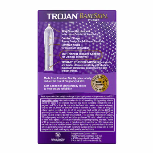 Trojan Bare Skin Studded Lubricated Condom