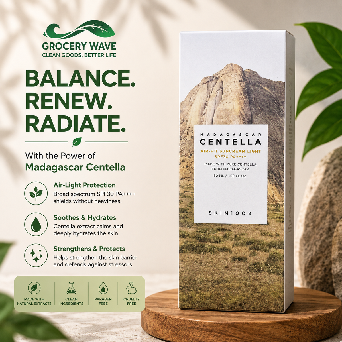 Skin1004 - Madagascar Centella Air-lift SunCream Light SPF 30 PA++++ 50ml
