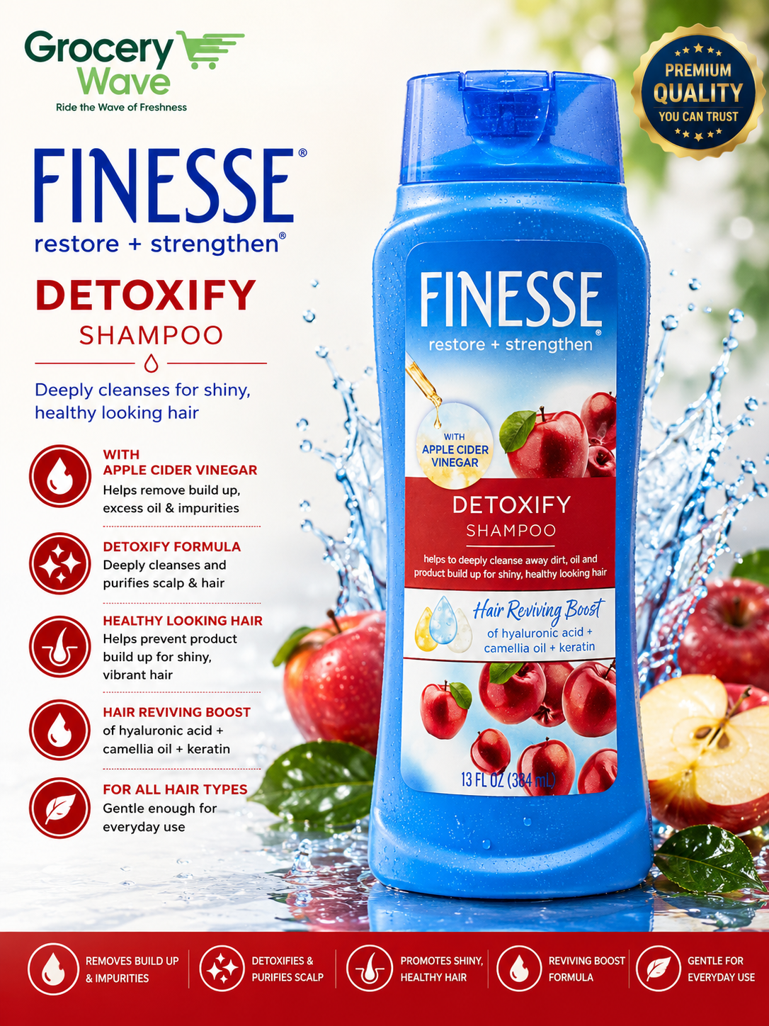 FINESSE DETOXIFY SHAMPOO 384ML
