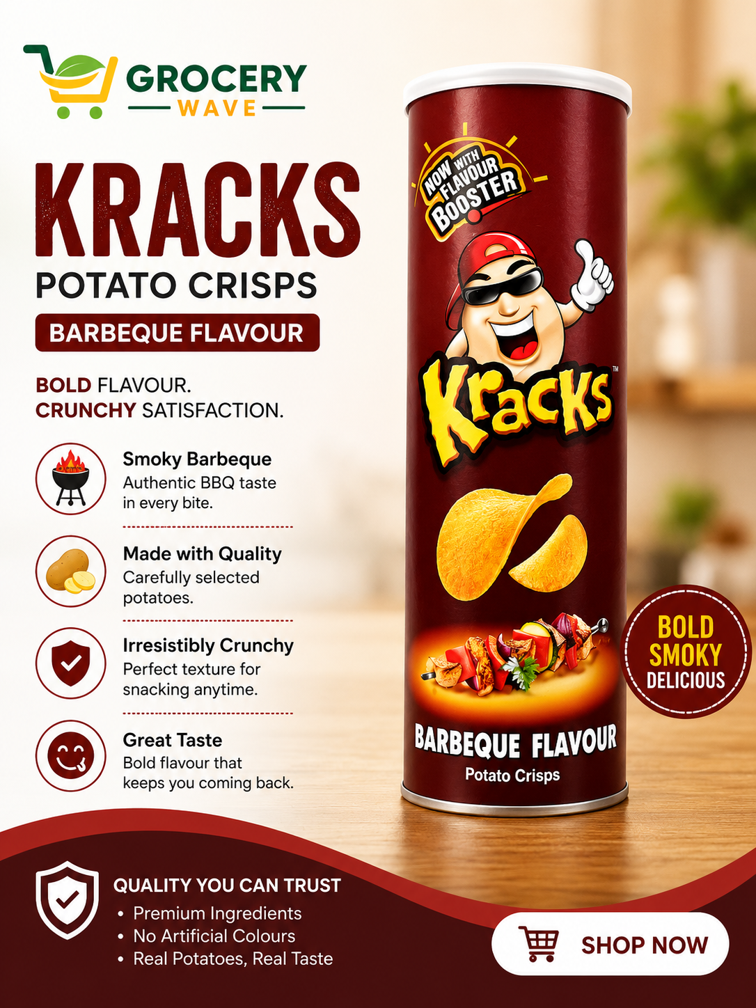 KRACKS BARBEQUE FLAVOUR POTATO CRISPS