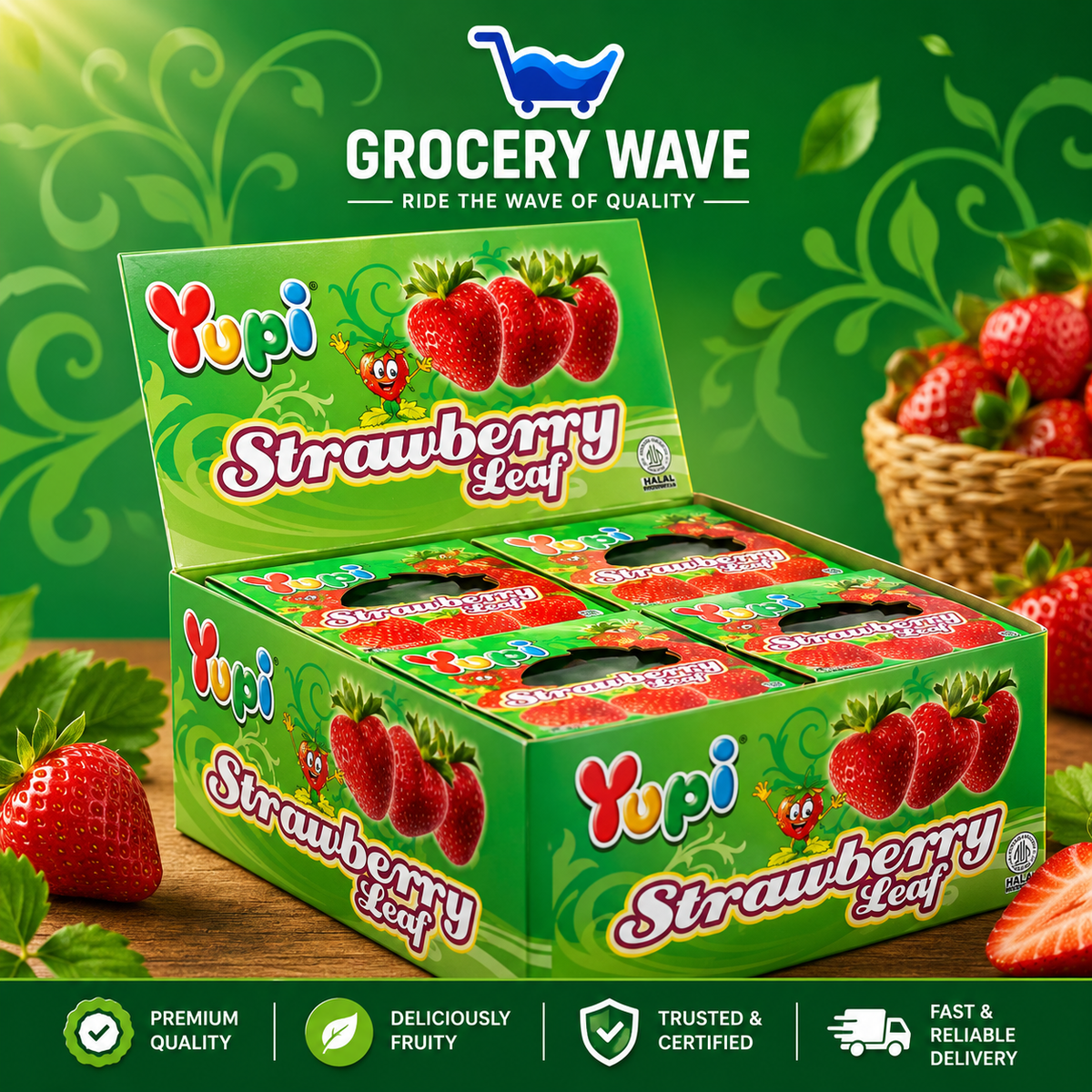 Yupi Jelly Strawberry Leaf 432gm