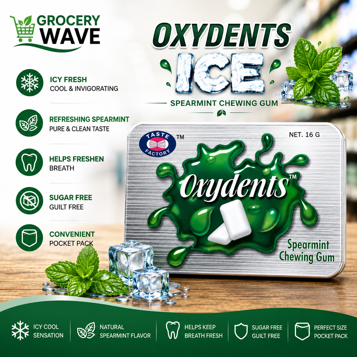 OXYDENTS SPEARMINT CHEWING GUM
