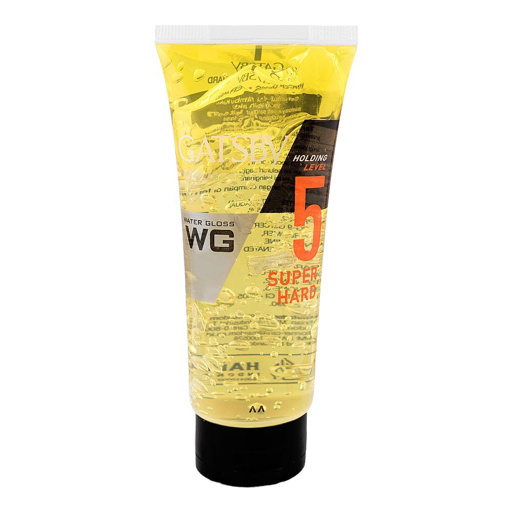 Gatsby Water Gloss Super Hard Hold Level 5 Super Hard Hair Styling Gel, 100g