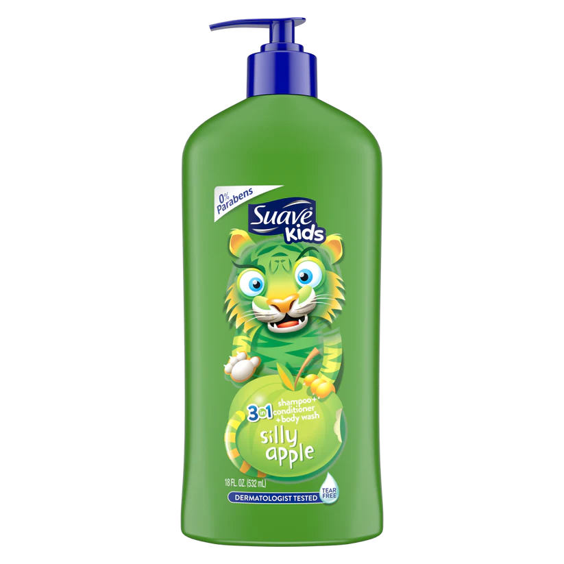 Suave Kids 3In1 Shmp+Cond+Body Wash Silly Apple Pump 18Oz/532Ml