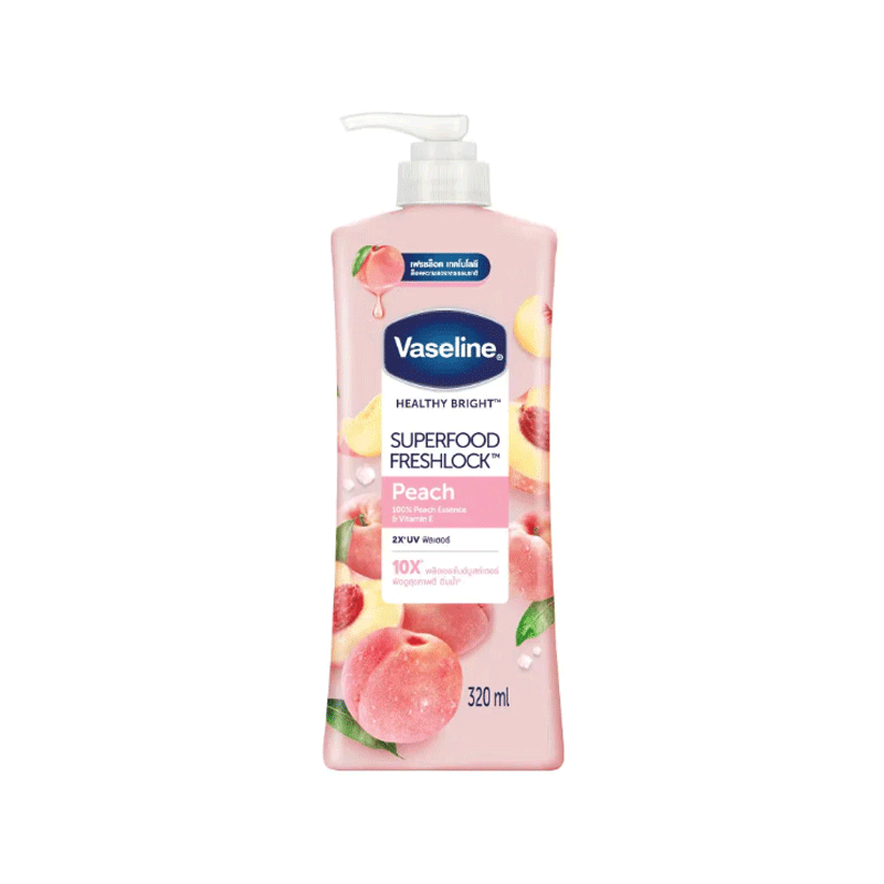 VASELINE BODY LOTION HEALTHY BRIGHT SUPER FOOD FRESH LOCK PEACH 320ML