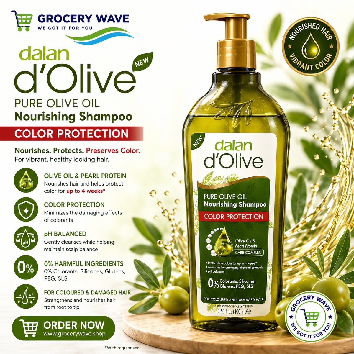 Dalan D’ Olive  Pure Olive Oil Nourishing Shampoo Color Protection 400ml