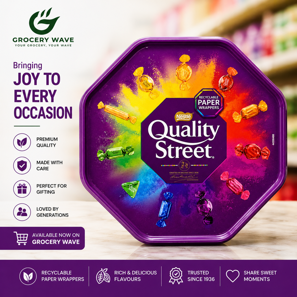 NESTLE QUALITY STREET CHOCOLATE TIN 550GM