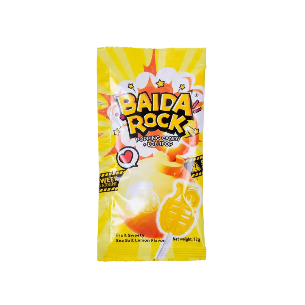 BAIDA ROCK POPPING CANDY LOLLIPOP SEA SALT LEMON 12 GM