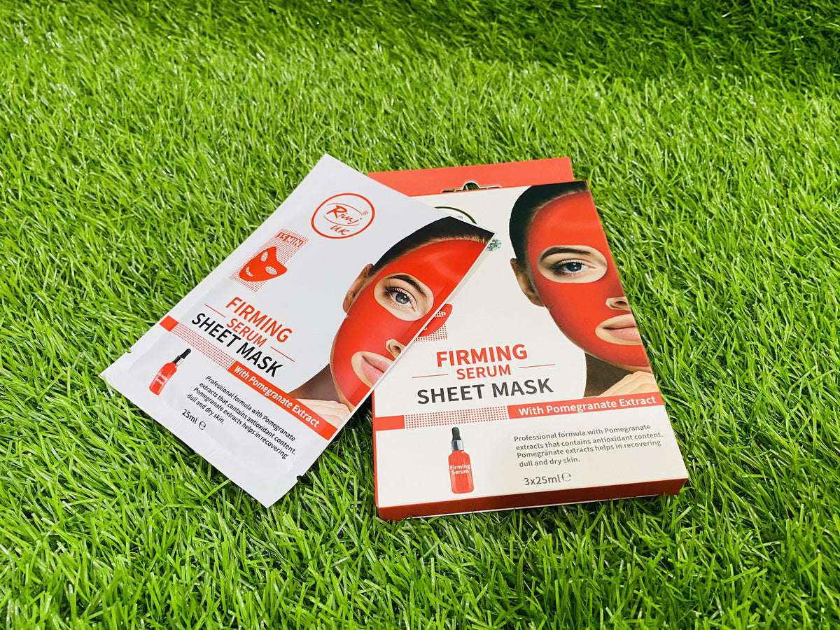 Rivaj Red Sheet Mask With Firming Serum & Pomegranate Extract Ingredients 3 x 25ml Sheets