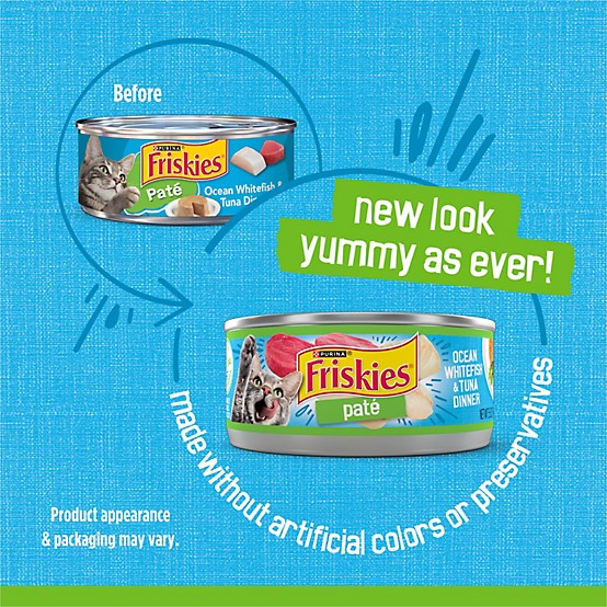 Friskies Adult Ocean Whitefish and Tuna Pate Wet Cat Food, 5.5 oz. (156G)