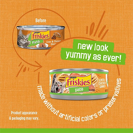 Friskies Adult Liver and Chicken Pate Wet Cat Food, 5.5 oz.(156G)
