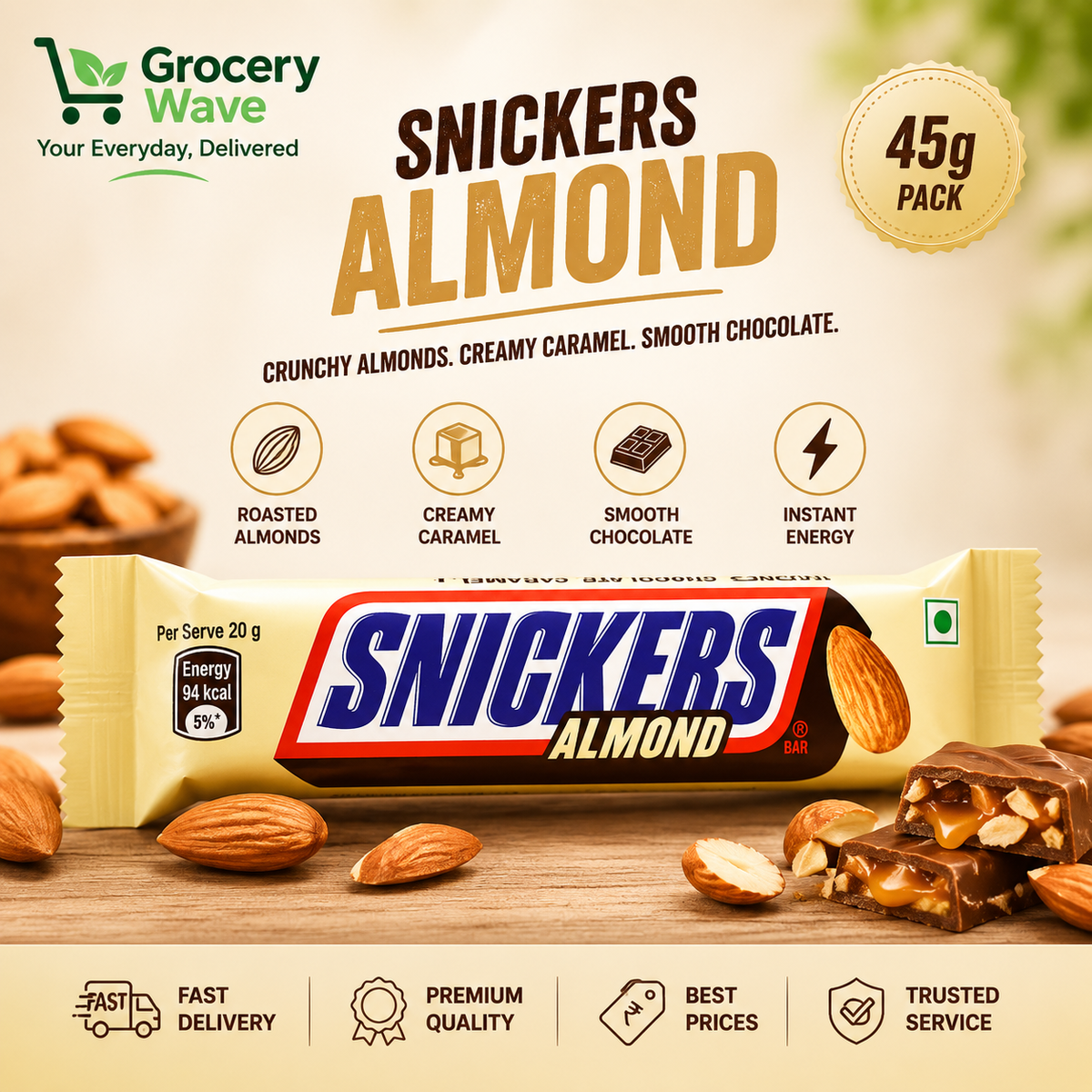 SNICKERS CHOCOLATE ALMOND 22GM