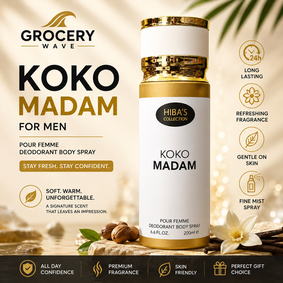 HIBA'S COLLECTION KOKO MADAM FOR MEN BODY SPRAY 200ML