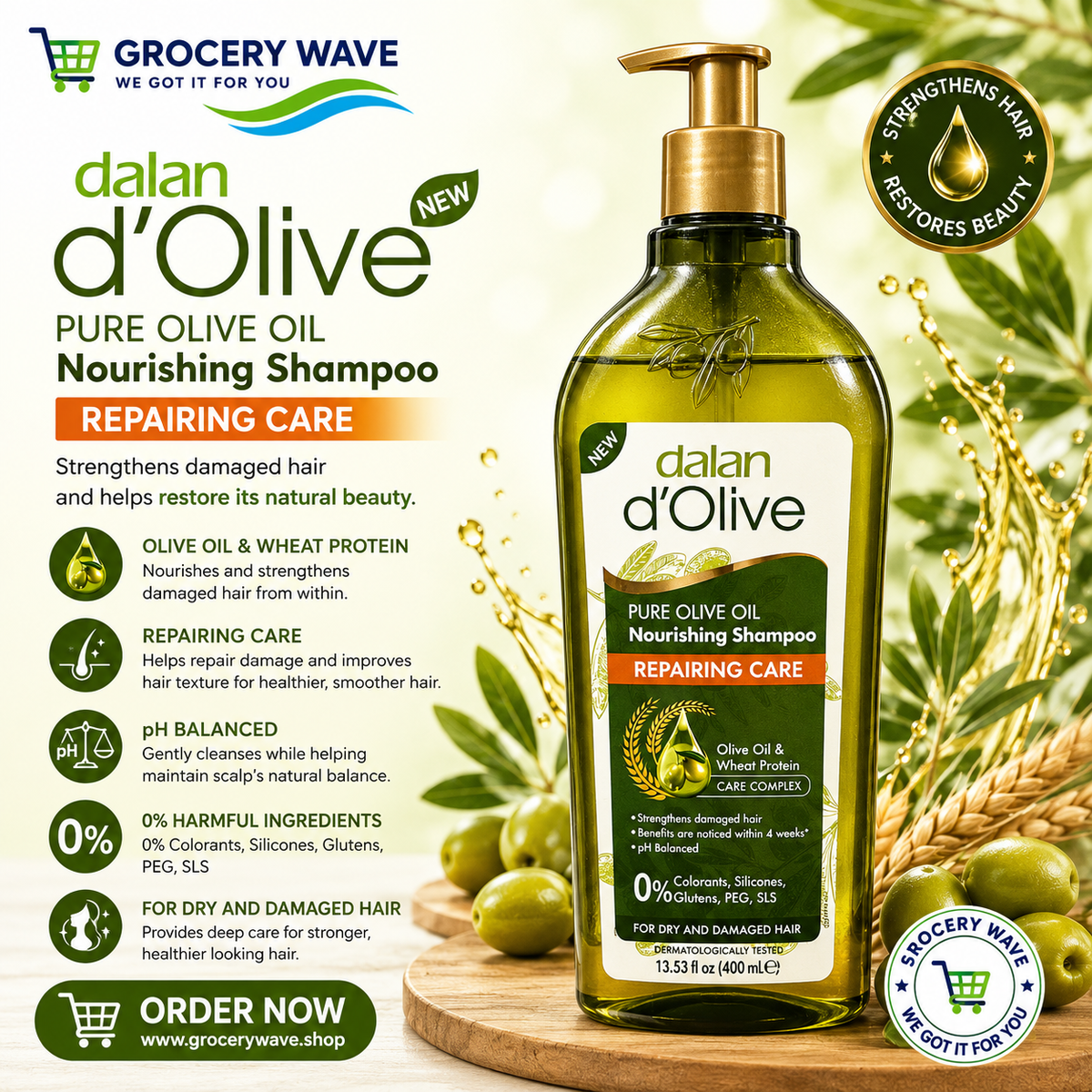 Dalan D’ Olive  Repairing Care Nourishing Shampoo 400ml