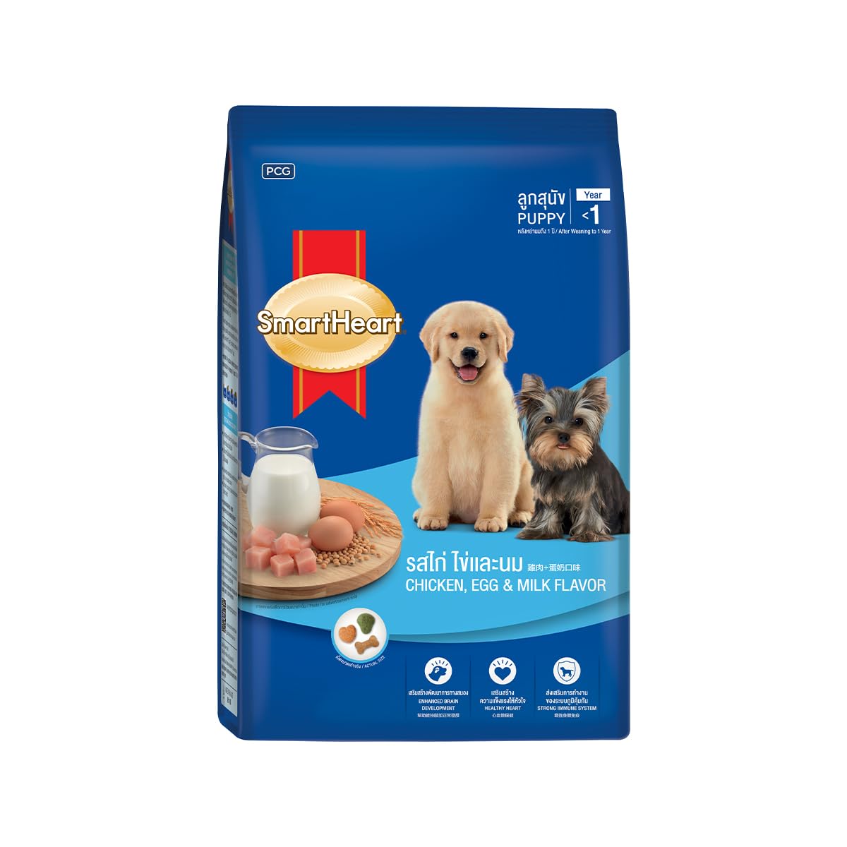 SMARTHEART DRY PUPPY FOOD CHICKEN, EGG AND MILK FLAVOR 450GM