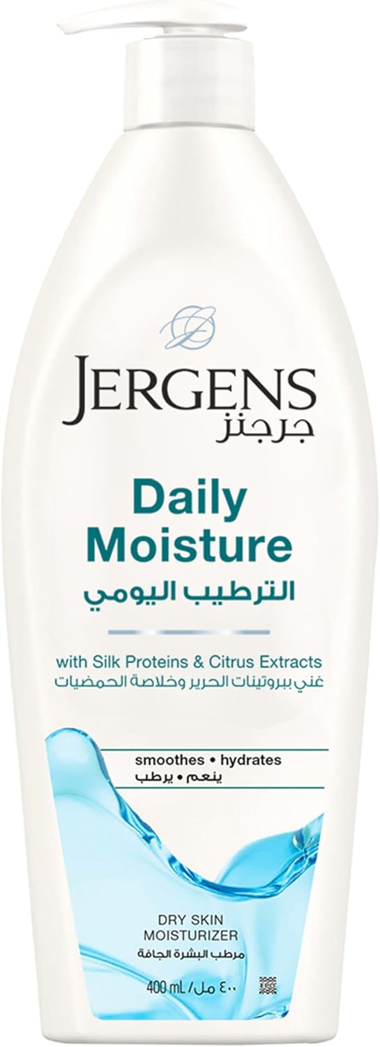 Jergens Daily Moisture Body Lotion - 400 ml, Best Daily Moisturizing Lotion with Silk Proteins & Citrus Extracts, Hydralucence Blend for Smooth & Radiant Skin, 400 ml