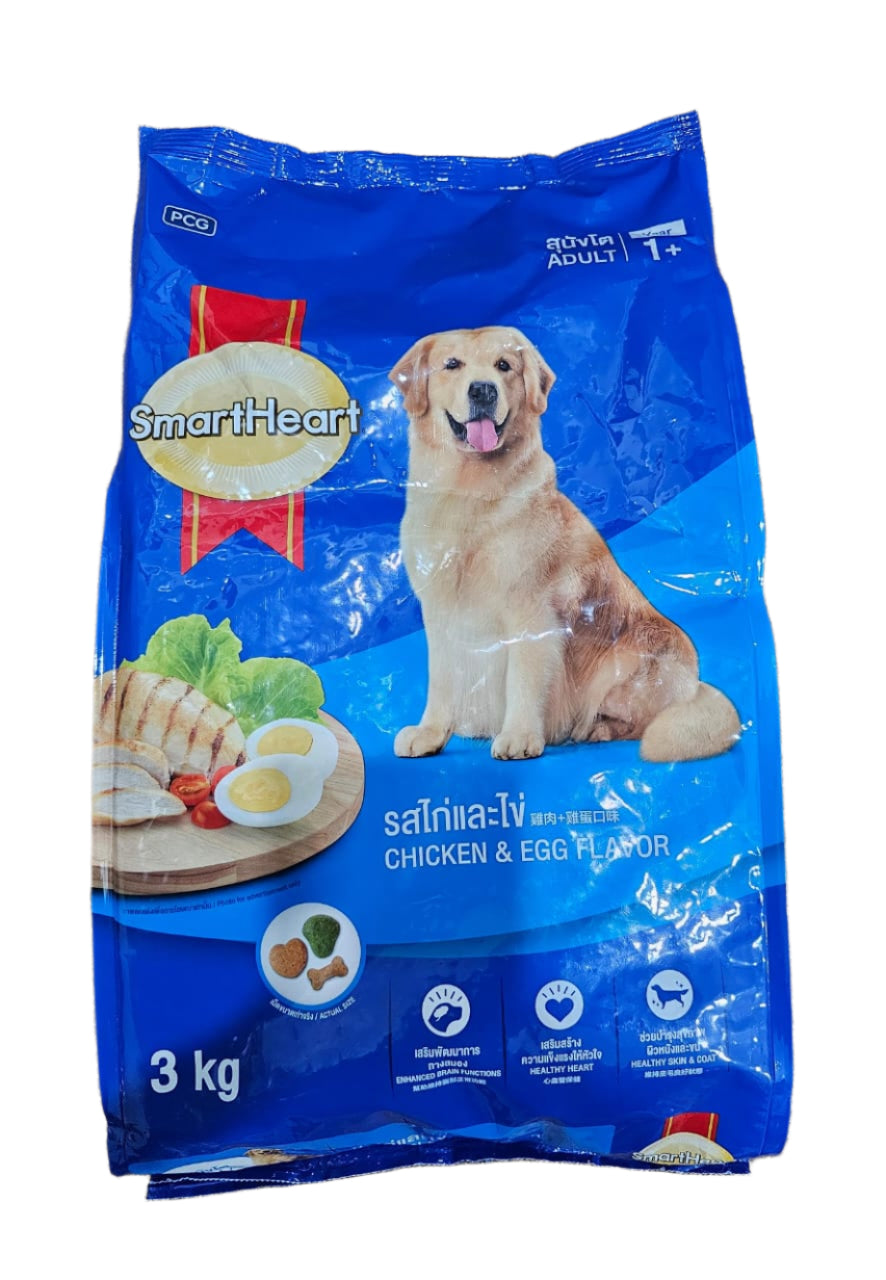SMARTHEART DRY ADULT DOG FOOD CHICKEN & EGG FLAVOR 3KG