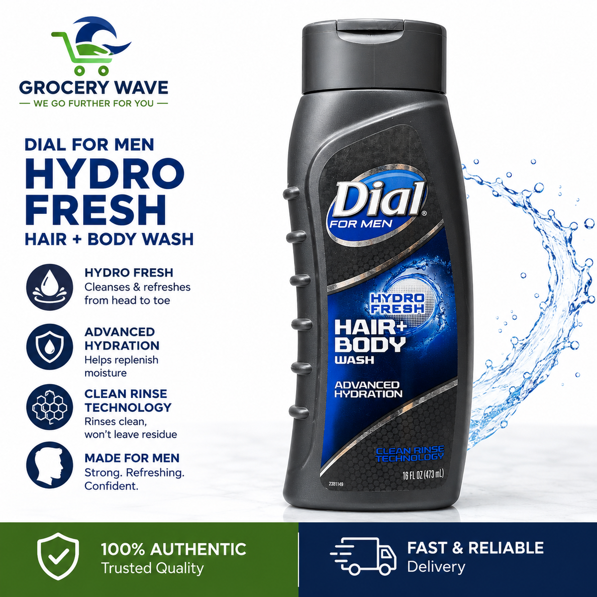DIAL FOR MEN HYDRO FRESH BODY WASH 473ML