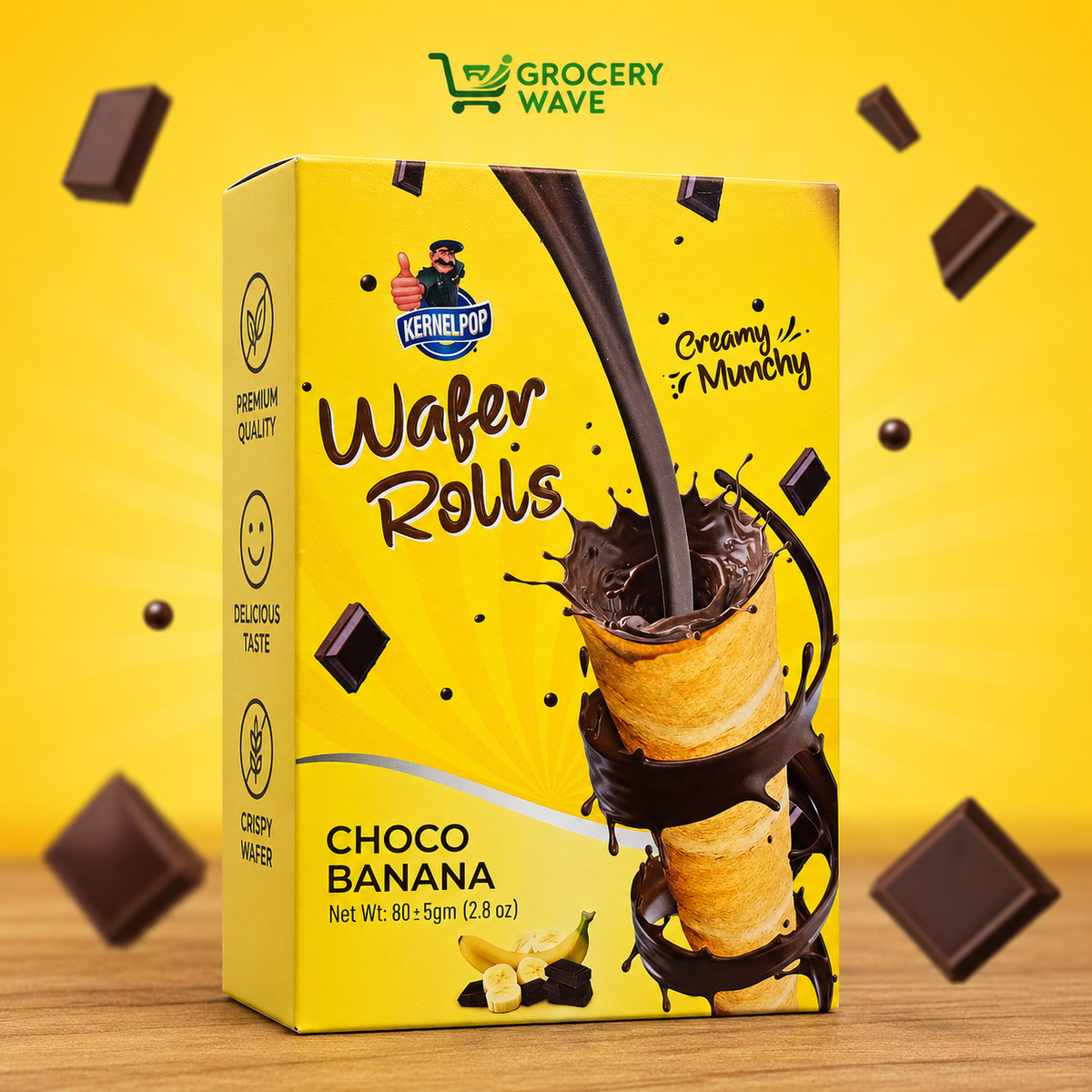 KERNEL POP WAFER ROLLS CHOCO BANANA 80G