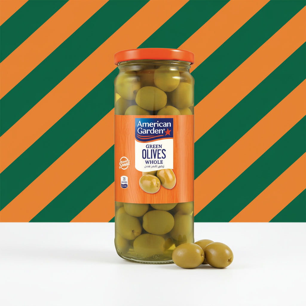 AMERICAN GARDEN GREEN OLIVES WHOLE 450 GM BASIC