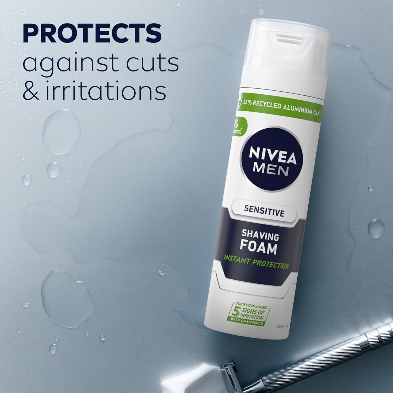 NIVEA MEN Shaving Foam For Sensitive Skin, 200 milliliters
