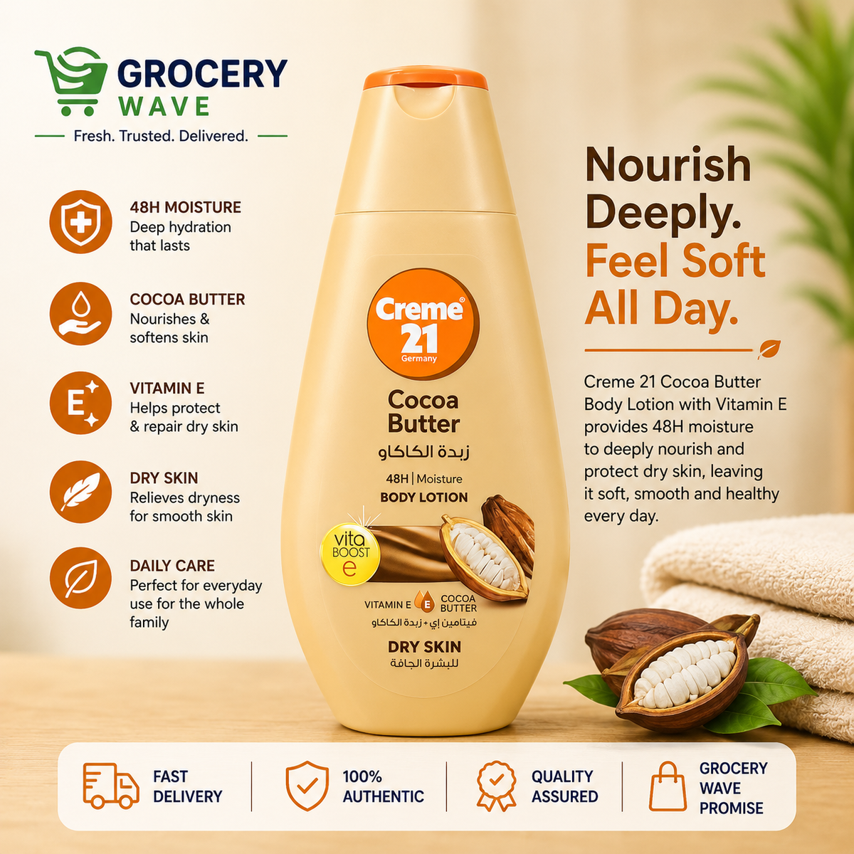 CREME 21 COCOA BUTTER BODY LOTION