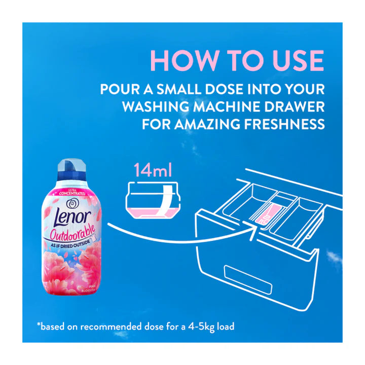 Lenor Outdoorable Fabric Conditioner Pink Blossom 33 Washes, 462 ML