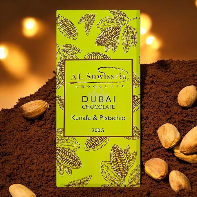 Al Suwissria's PISTACHIO Kunafa Chocolate Bar 200g
