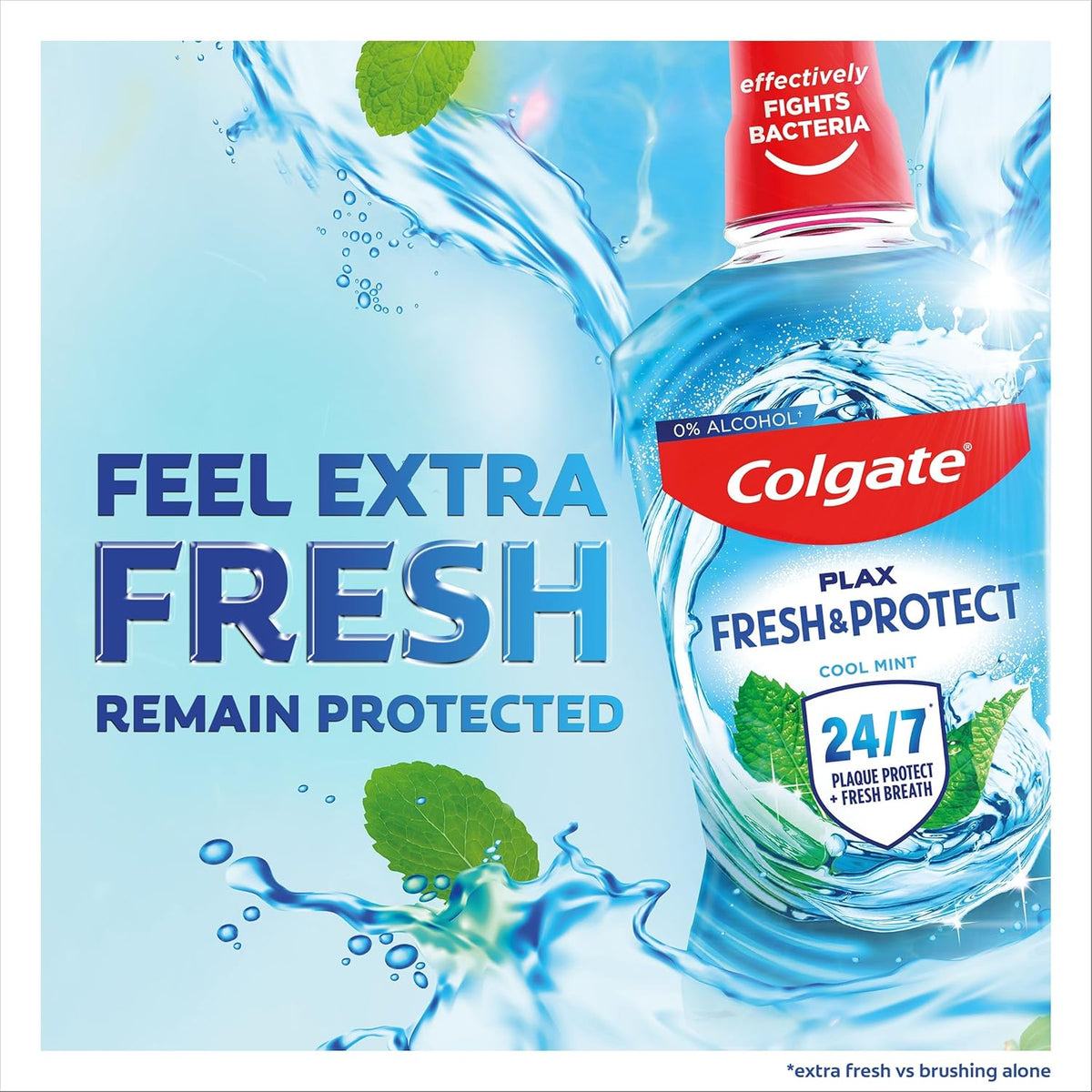 Colgate Plax Cool Mint Mouthwash 500ml - Fresh Breath mouthwash - Instant Long-Lasting Freshness - no Burn Experience - 24/7 Plaque Protection When Used Twice Daily - clinically Tested by Dentists