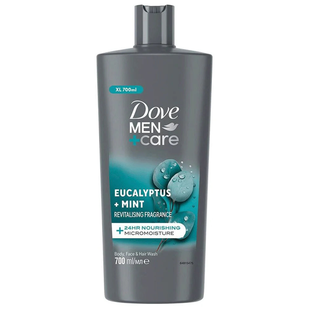 DOVE MEN BODY FACE & HAIR WASH EUCALYPTUS+MINT 700ML