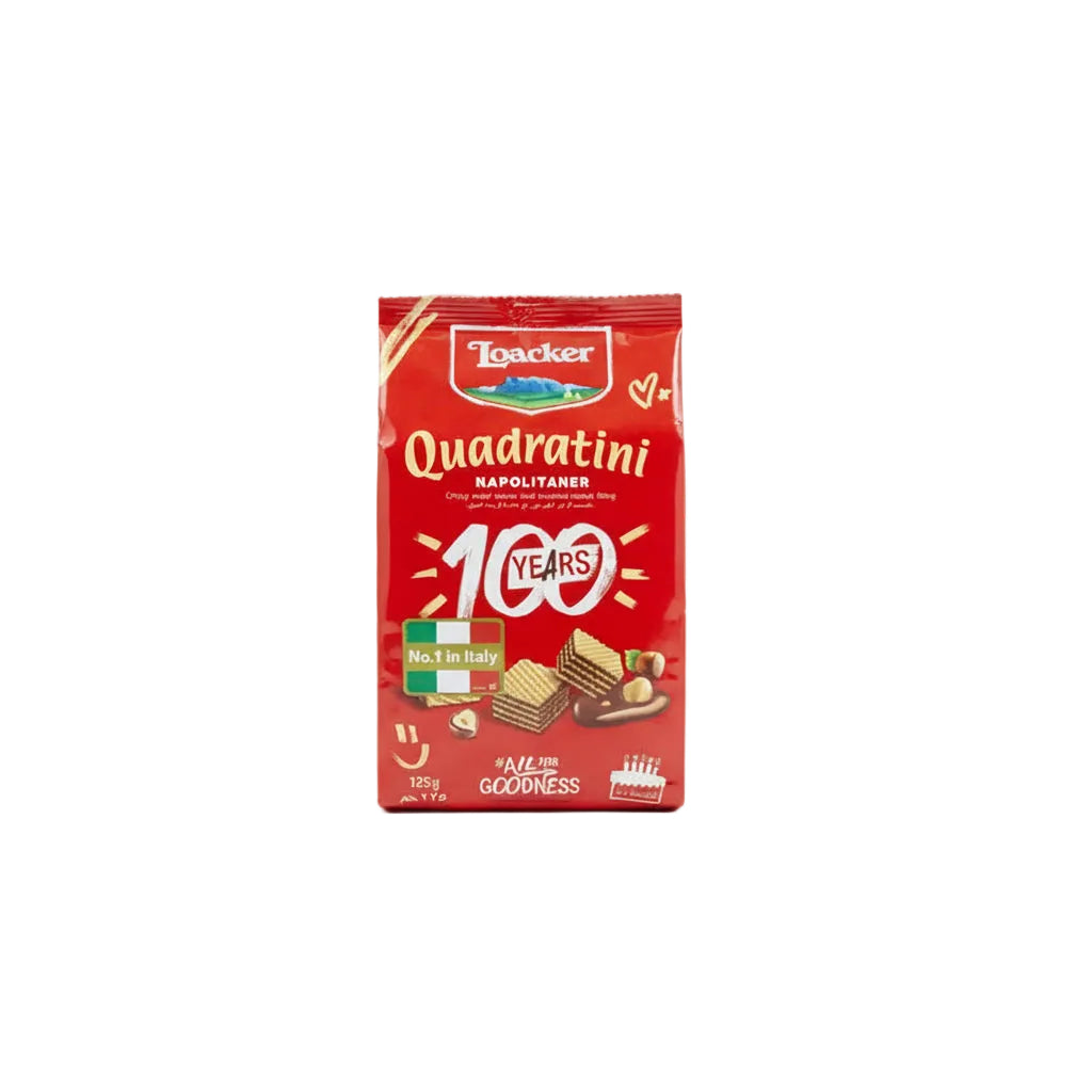 Loacker Quadratini  Napolitaner Nuts(Hazelnut) Wafer 125gm