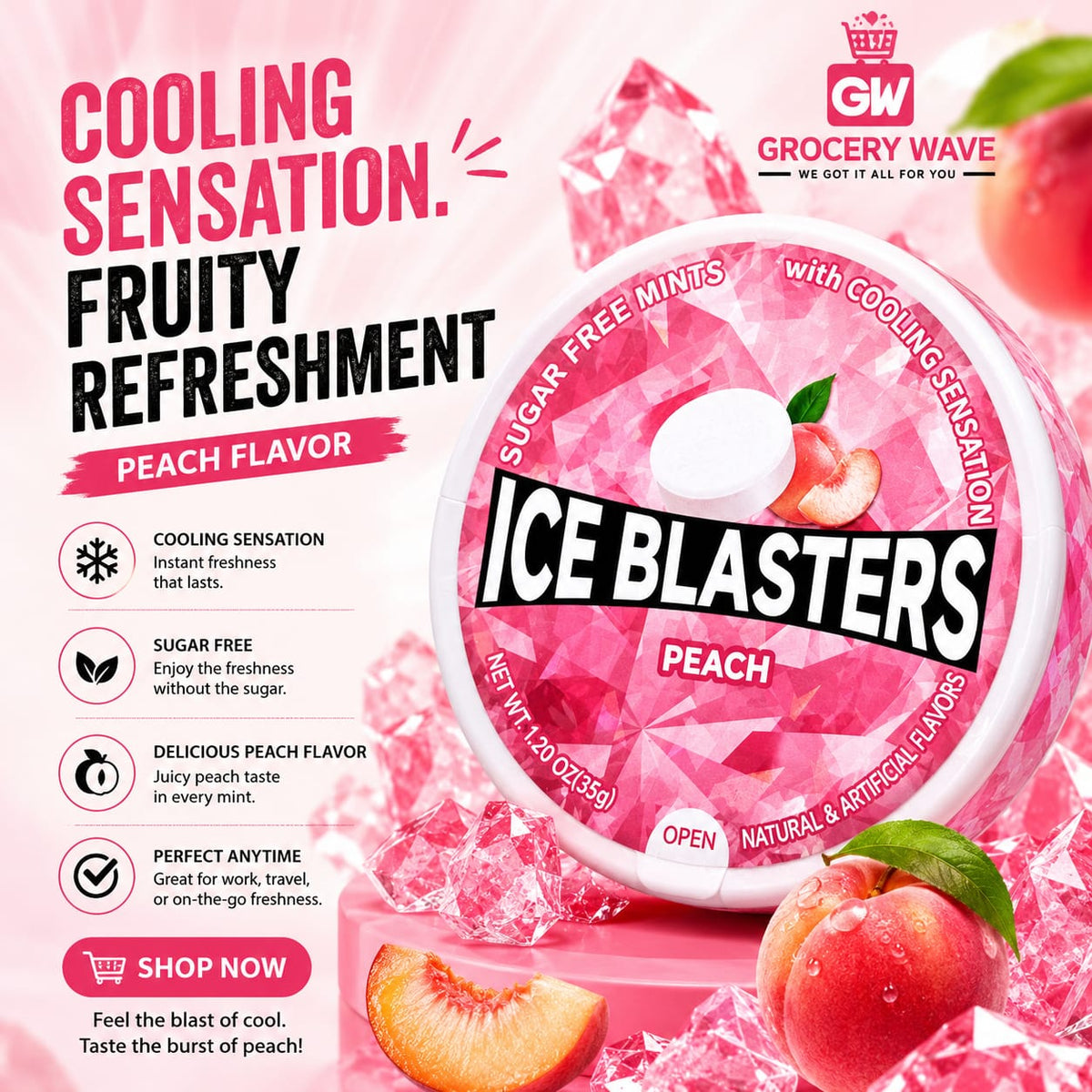 Ice Blasters Peach Flavour Candy