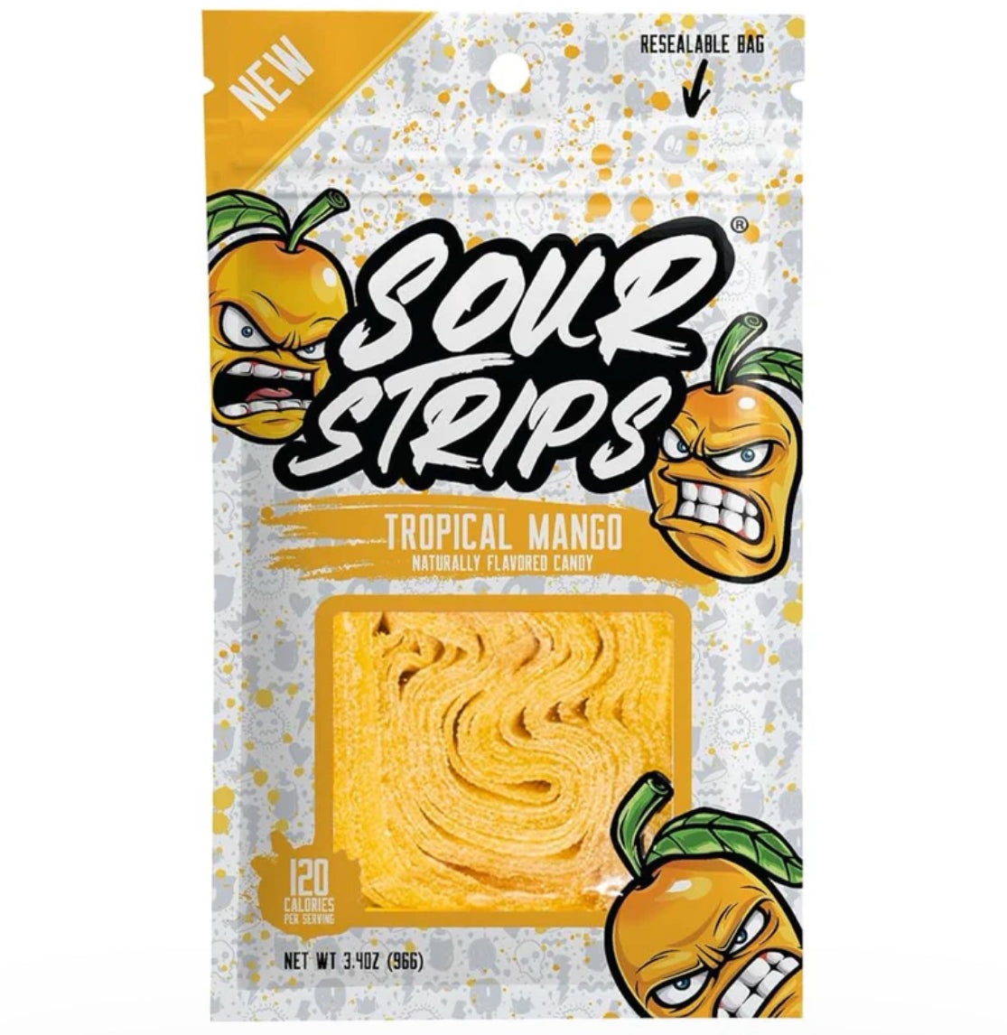 Sour Strips Tropical Mango Artificially Flavored Candy 96gm