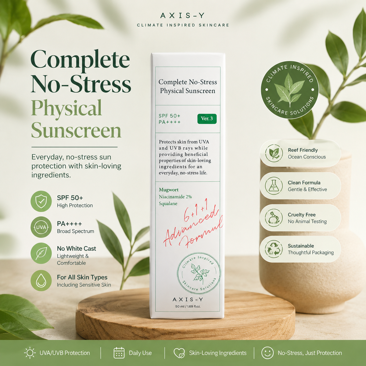 Axis-Y Complete No Stress Physical Sunscreen Spf 50+++ 50Ml
