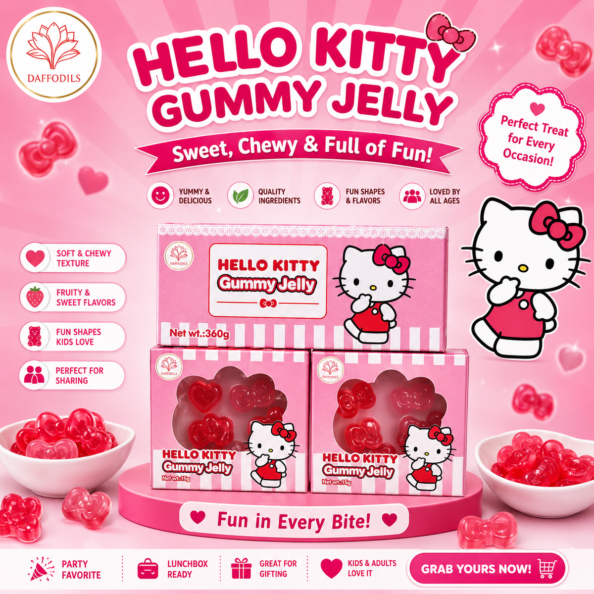 Daffodils Hello Kitty Gummy Jelly Box Of 24pc’s