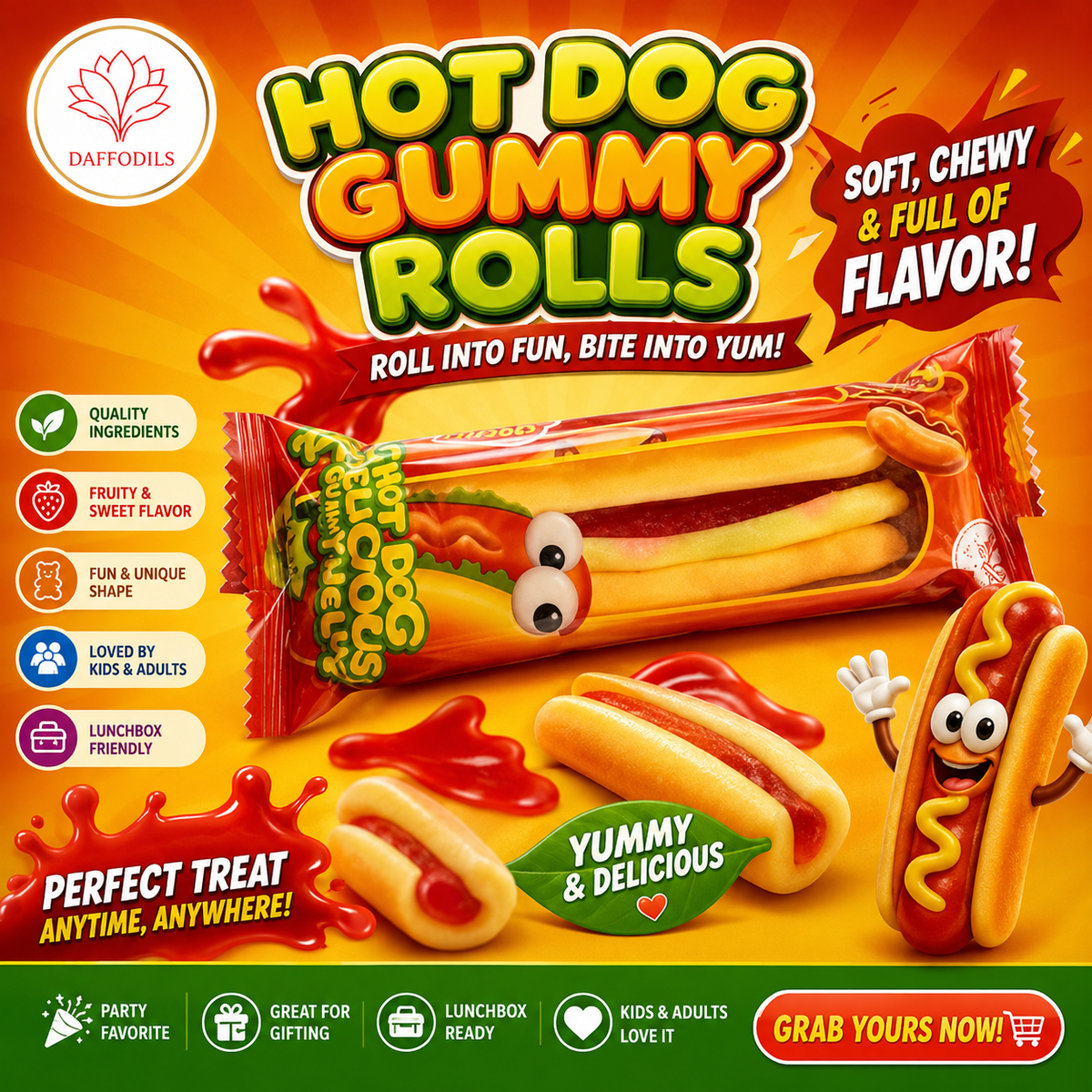 Daffodils Hot Dog Delicious Gummy Jelly 28G