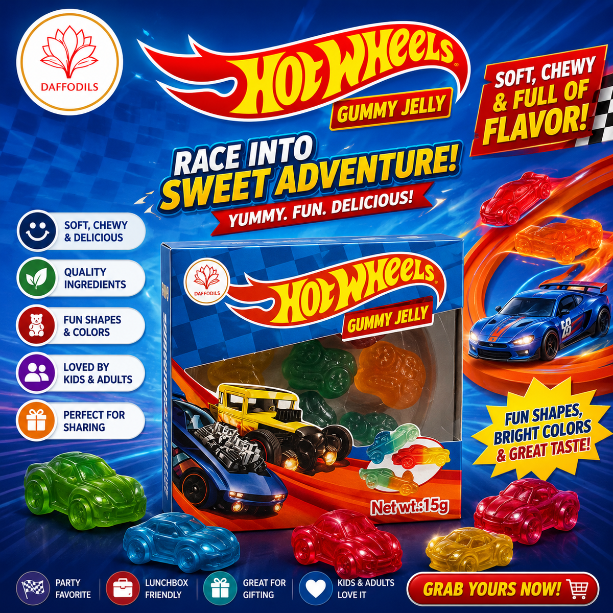 Daffodils Hot Wheel Gummy Jelly 15gm