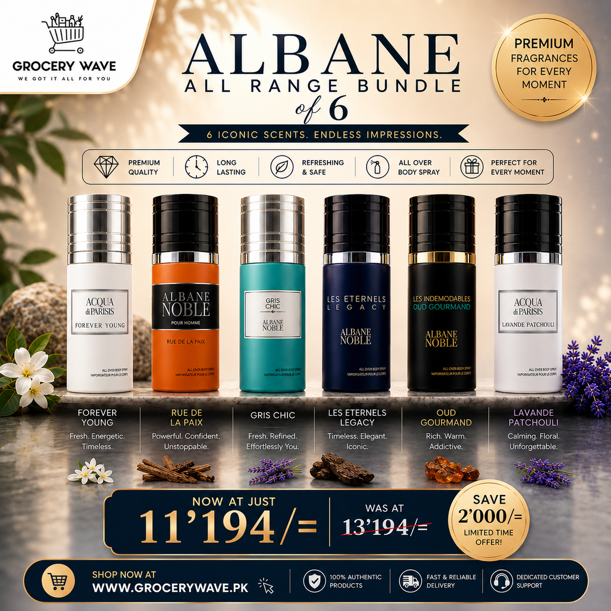ALBANE PERFUME SPRAY BUNDLE OF 6