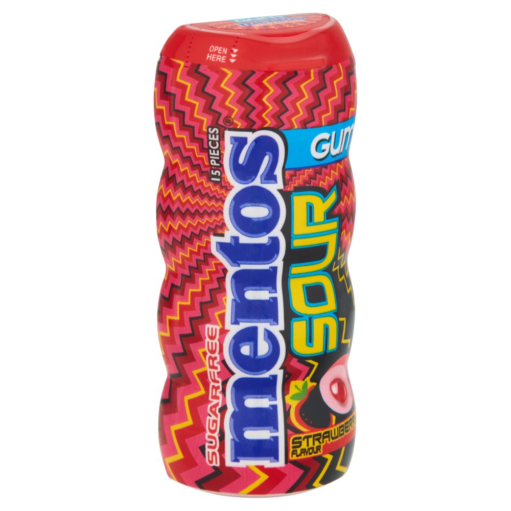 Mentos Sour Gum Strawberry Flavour 10x30g Box