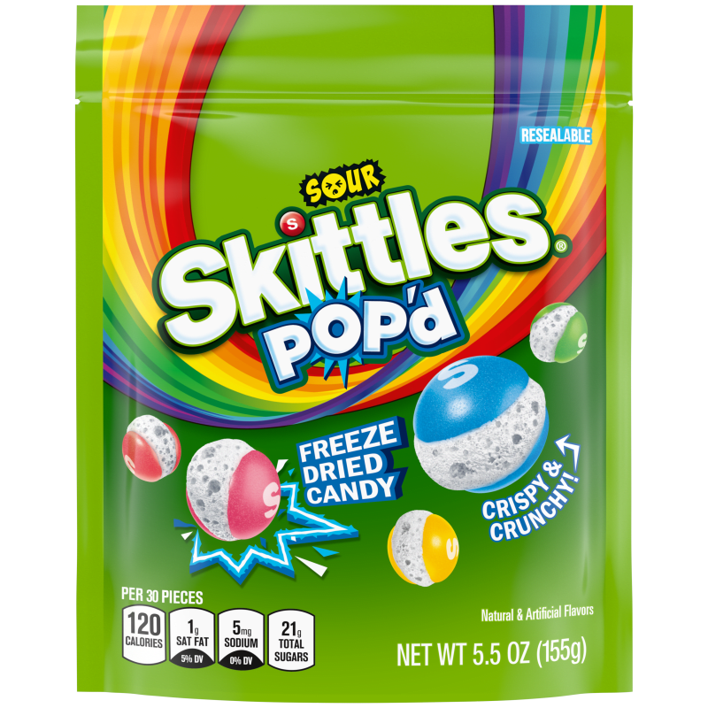 SKITTLES POP’d Sour Freeze Dried Candy 5.5OZ 155g