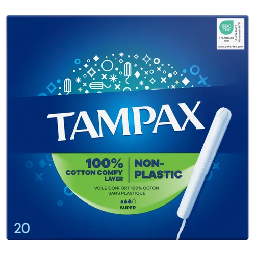 Tampax Cardboard Applicator Super Tampons, 20-Pack