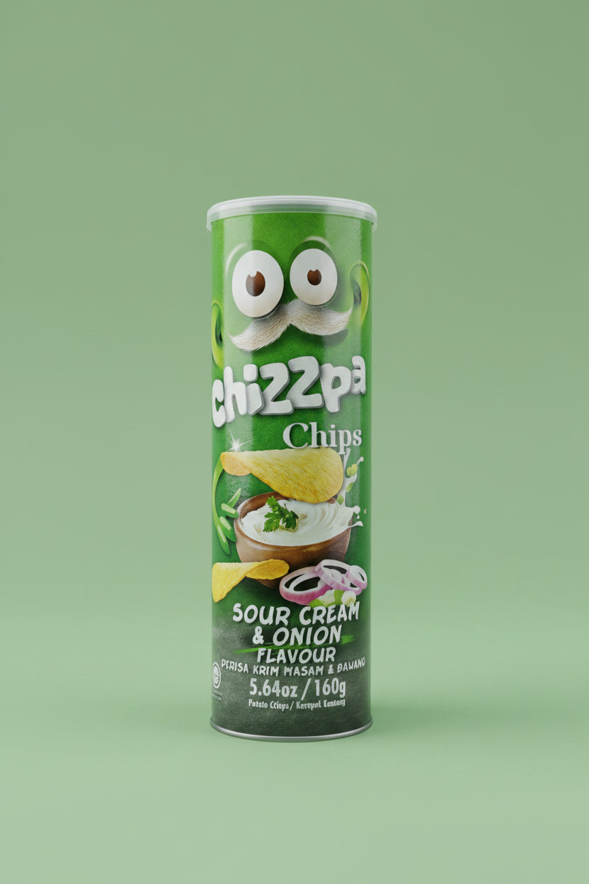 Chizzpa Potato Crispy Chips Sour Cream & Onion Flavour 160g Tin