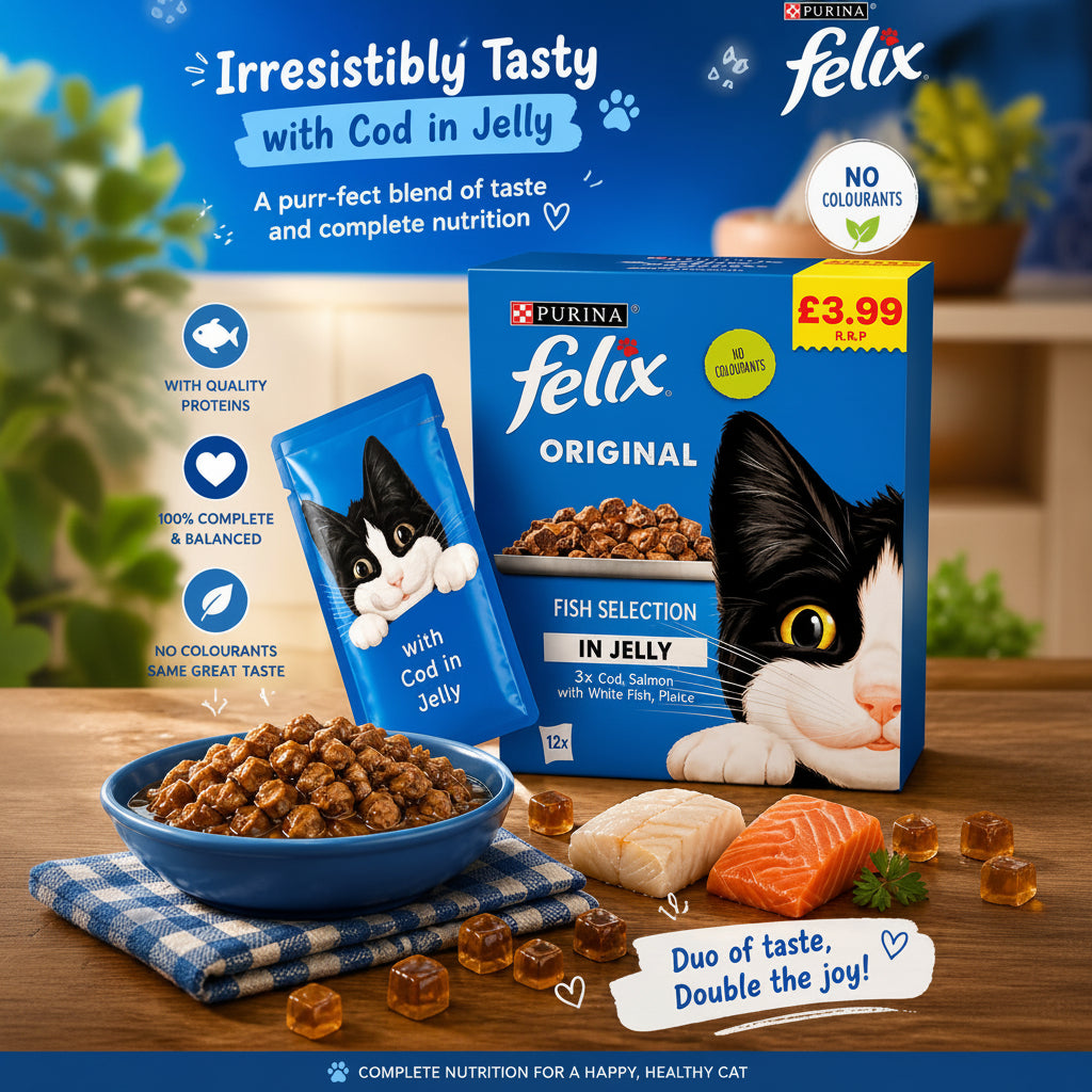 FELIX CHUNKS IN JELLY MIXED VARIETY FISH SELECTION PMP £3.99 12X85G