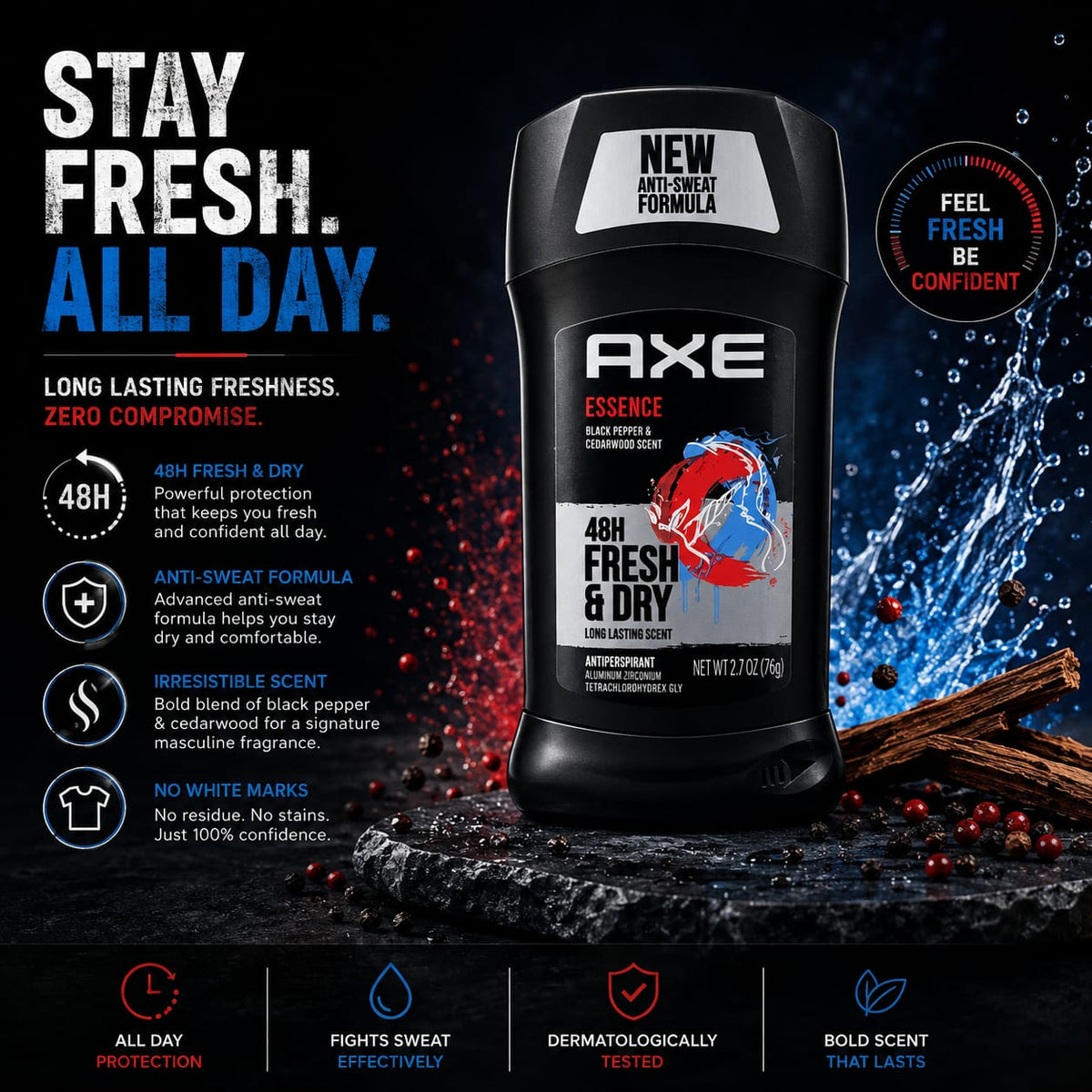 Axe Essence Dry All-Day Antiperspirant and Deodorant 76G