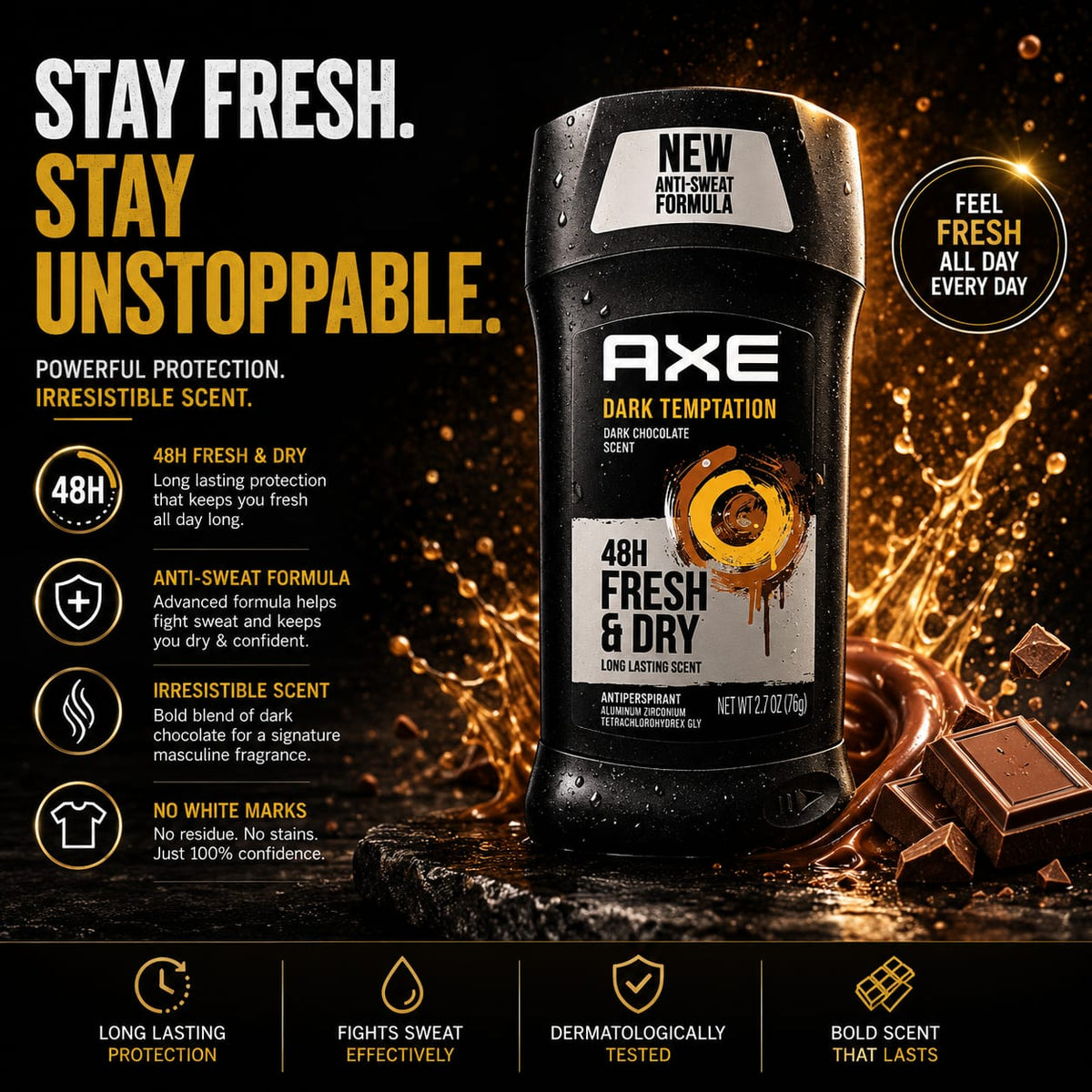 Axe Anti Perspirant Odor & Wetness Protection Dark Temptation 2.7 oz