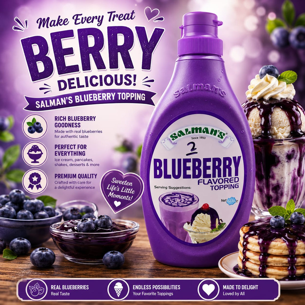 SALMANS TOPPING BLUEBERRY FLAVOUR 623 GM