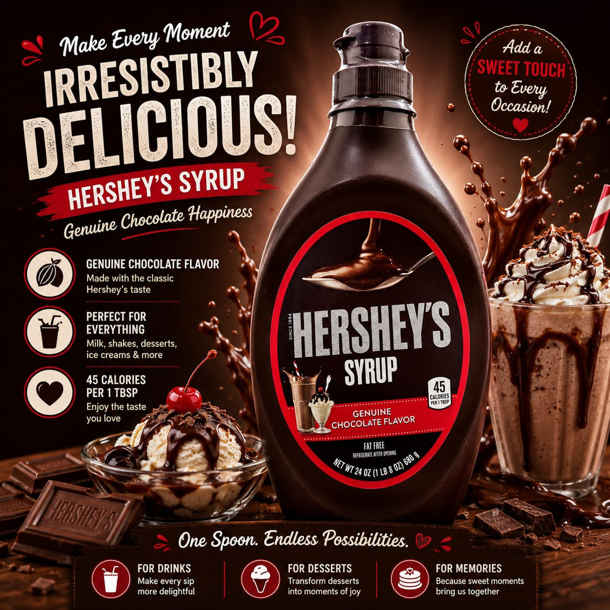 Hershey’s Chocolate Syrup 680gm.